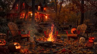 Cozy Autumn Haunted House Halloween Ambience with Relaxing Crackling Fire amp Nature Sounds for Sleep [upl. by Mcspadden146]