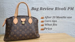 Bag Review  Louis Vuitton Rivoli PM  20 Months use  What Fits  Price [upl. by Ivan]