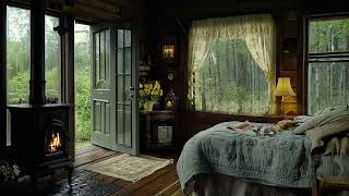 Peaceful Sleep in the Rainforest  Warm Wooden Cabin and Gentle Fire for Deep Sleep [upl. by Iago]