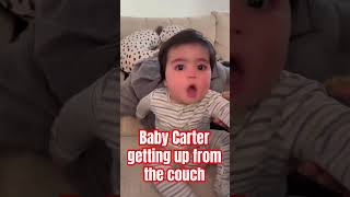 Baby Carter getting from the couch 🛋️ with the help of grandpa [upl. by Savinirs147]