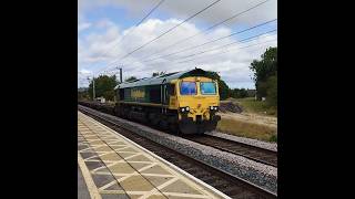 2 Freightliner Class 66s Hauling Containers Through Northallerton Station At Speed class66 train [upl. by Ecnerwal]