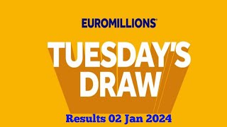 Euromillions results live 02 Jan 2024  euromillions draw live  euromillions live tonight results [upl. by Nnyleitak]