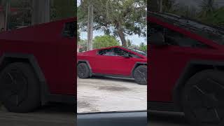 Cybertruck Wrapped Red I Miami Gardens [upl. by Lamphere]