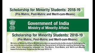 Scholarship Schemes  Ministry of Minority Affairs  Government of india 2018 [upl. by Maureen]