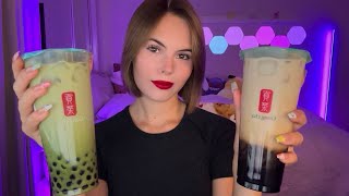 ASMR  Bubble Tea Mukbang 🧋🤤 boba pearls mouth sounds… [upl. by Solorac]