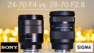 Sony 2470 F4 Zeiss vs Sigma 2870 F28  the best compact zoom lens  4K [upl. by Steere]