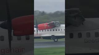 Loganair ATR 42 departing Manchester aviation planespotting manchester [upl. by Ecinaej]