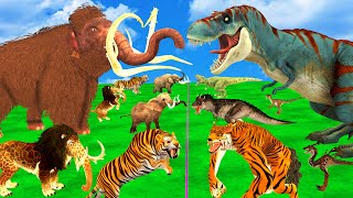 10 Biggest Dinosaurs vs 10 Giant Tiger Wolf Mammoth Elephant Zombie Lion Fight Velociraptor TRex [upl. by Narib96]