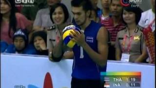 THAILANDINDONESIA Mens Volleyball SEA Games 2011 Set 2 [upl. by Arihsat]