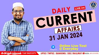 🛑 LIVE  DAILY CURRENT AFFAIRS  JAN 31 2024  JANUARY MONTH CURRENT AFFAIRS  TAF [upl. by Dirfliw]