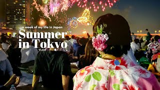 Summer In Japan Firework Festivals in Tokyo Aesthetic cafe with best view Summer food Tokyo VLOG [upl. by Turk]