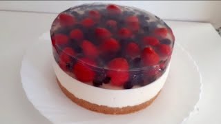 CHEESECAKE sin gluten de queso con gelatina de fruta🍓 [upl. by Hugibert722]