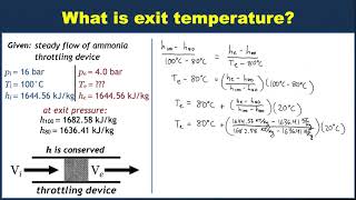 Example Finding the exit temperature of a throttling device [upl. by Marylinda]