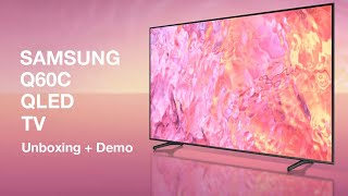 Samsung Q60C QLED TV Unboxing  4K Demo [upl. by Zadack]