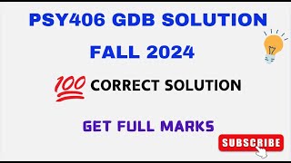 PSY406 GDB SOLUTION FALL 2024  BRAINY SQUAD  virtualuniversityofpakistan gdbsolution [upl. by Priest530]