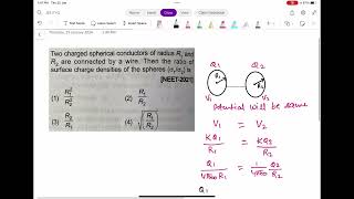 Two charged spherical conductors of radius R1 and R2 are connected by a wireThen the ratio of [upl. by O'Toole227]