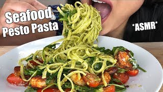 ASMR SEAFOOD PESTO PASTA  Big Bites Loud Slurping No Talking Eating Sounds  ASMR Phan [upl. by Mcadams342]