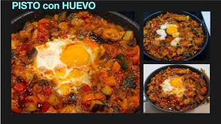 PISTO con HUEVO Pisto receta fácil con champiñones y huevo Como hacer Pisto 🧅🍄🥒🥕🍆🌶️ [upl. by Jeromy396]