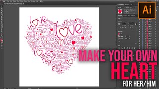 Heart Word Art Design in illustrator [upl. by Ephrem]