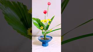 Simple Ikebana with Yellow Chrysanthemum and Greenery [upl. by Ahsot]