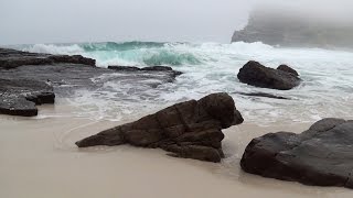 30 min relaxing ocean waves  high quality sound  no music  HD video of a beautiful misty beach [upl. by Munster219]