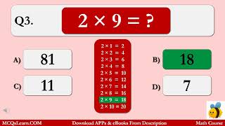 Class 1 Maths Quiz  Maths Multiplication Quiz  Grade 1 Multiplication Table  2 Times  Maths App [upl. by Oly]