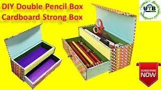 how to make a double pencil case  Diy Double Organizer Pencil Box Case [upl. by Prima]