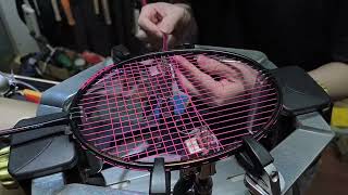 LINING AXFORCE80 badminton racket restringing with GOSEN RYZONIC65 [upl. by Drusilla]