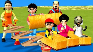 Scary Teacher 3D vs Squid Game Zigzag Wooden Board Dribbling 5 Times Challenge  Nick Troll Miss T [upl. by Gillmore971]