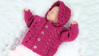 Hand crocheted baby jacket design  ShiFios Patterns [upl. by Devon]