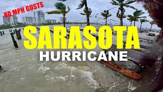 UNREAL FLOODING Hurricane Helene in SARASOTA Marina Jack amp Siesta Key [upl. by Enerak]