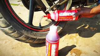 Tubeless tyre puncture liquid only bike for details ke sath [upl. by Ahsimac405]