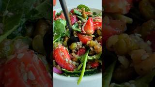 ANTIAGING STRAWBERRY KALE SALAD cookingforpeanuts with plantbased protein Easy delicious [upl. by Ahsiemac]