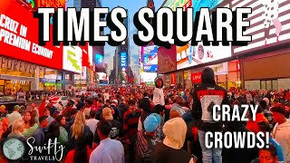 CRAZY CROWDS in NEW YORK TIMES SQUARE 4K Walking Tour [upl. by Aphra]