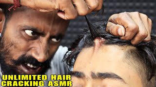 Unlimited Hair Cracking by Indian Barber  Satisfying Head Massage  Neck Cracking  Spine Cracking [upl. by Anastice]