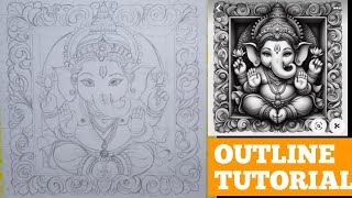 Drawing Ganpati Bappa। Draw with Me  Ganesha Drawing  Outline tutorial । [upl. by Otrebogir]