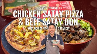 Make Chicken Satay Pizza and Beef Satay Don with Golden Chef Lau Pa Sat Satay [upl. by Nyliret]