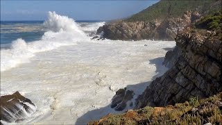 1 hour video of big ocean waves crashing into sea cliffs  HD 1080P [upl. by Nylkoorb]