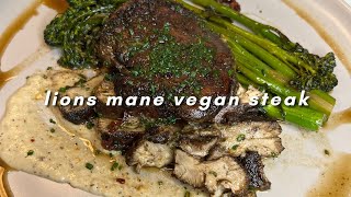 🥩 BEST VEGAN STEAK RECIPE  lions mane mushrooms [upl. by Monty]