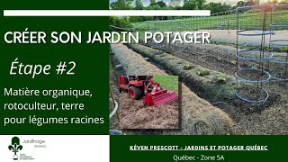 CRÉER UN JARDIN POTAGER  ÉTAPE 2 MATIÈRE ORGANIQUE ROTOCULTEUR ET TERRE POUR LÉGUMES RACINES [upl. by Tal]