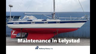 Hallberg Rassy 312 Maintenance in Lelystad revision rudder and antifouling [upl. by Alauqahs]