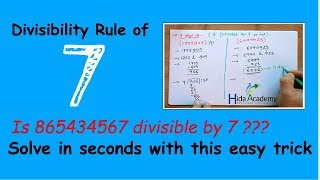 Divisibility rule for 7 Easy trick to solve divisibility rule of 7 with examples [upl. by Clapper]