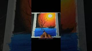 Sunset Scenery drawing ☺️ rahulartist shorts scenerydrawing [upl. by Gabbie]