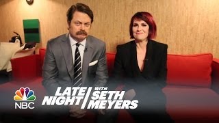 Nick Offerman amp Megan Mullally Answer Your Relationship Questions  Late Night with Seth Meyers [upl. by Kcirdek292]