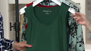 Susan Graver Essentials Liquid Knit Sleeveless Top with Shirring on QVC [upl. by Siulesoj509]