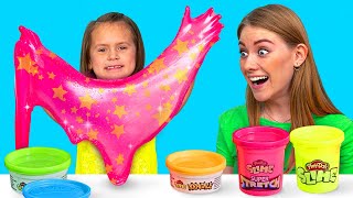 PlayDoh Slime Play  Satisfying Colorful Glitter and Foam Tricks [upl. by Bunce]