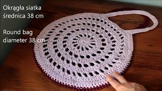 okrągła siatka torebka ze sznurka wzór 4  round crochet bag [upl. by Nohsad445]