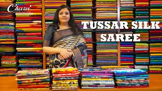 DIWALI COLLECTIONSPURE TUSSAR SILK SAREE  CHARVI BOUTIQUE  7358097969 or 9791903019 [upl. by Moshe]