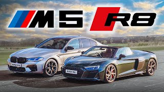 Wer ist schneller BMW M5 Competition vs Audi R8 Spyder V10 Performance [upl. by Adnirod528]