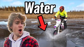 Dirt Bike Falls Through Ice [upl. by Nadabus]